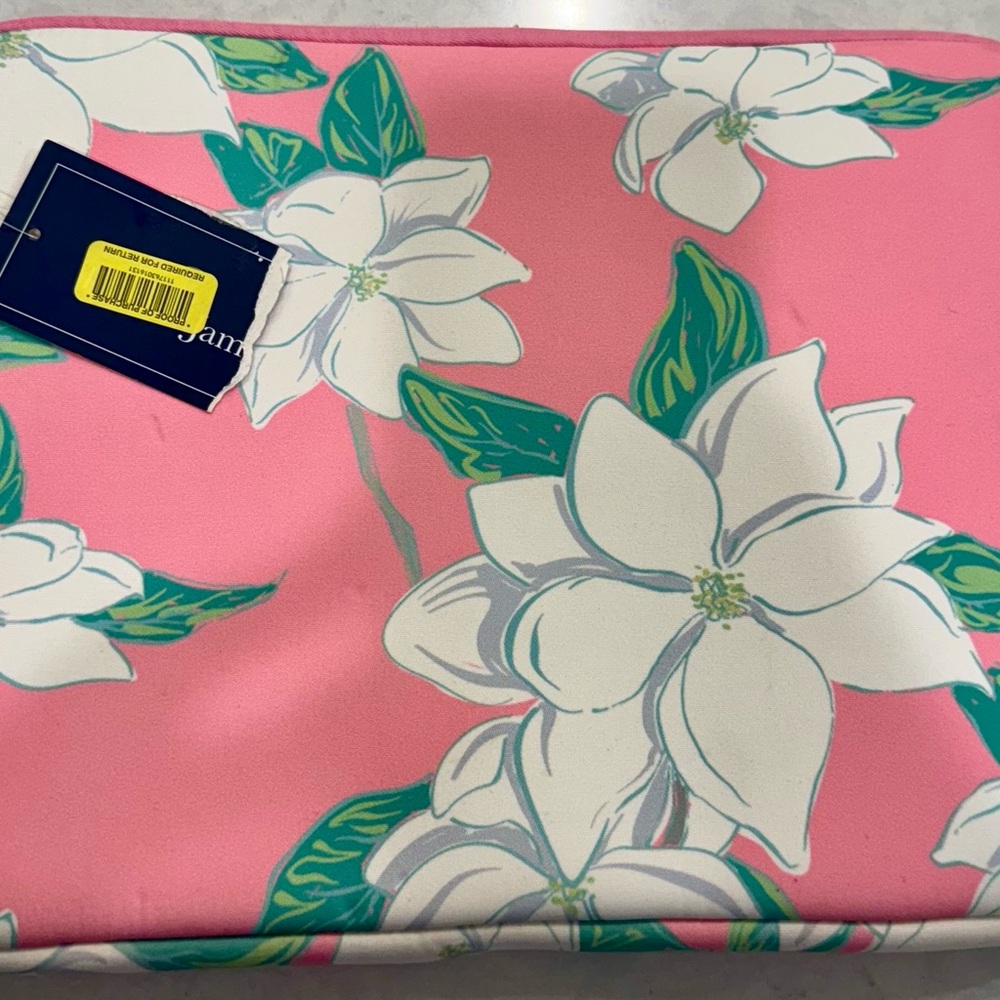 NWT Lauren James  Laptop Notebook Tablet Sleeve 13x10 Padded Pink Floral Girly